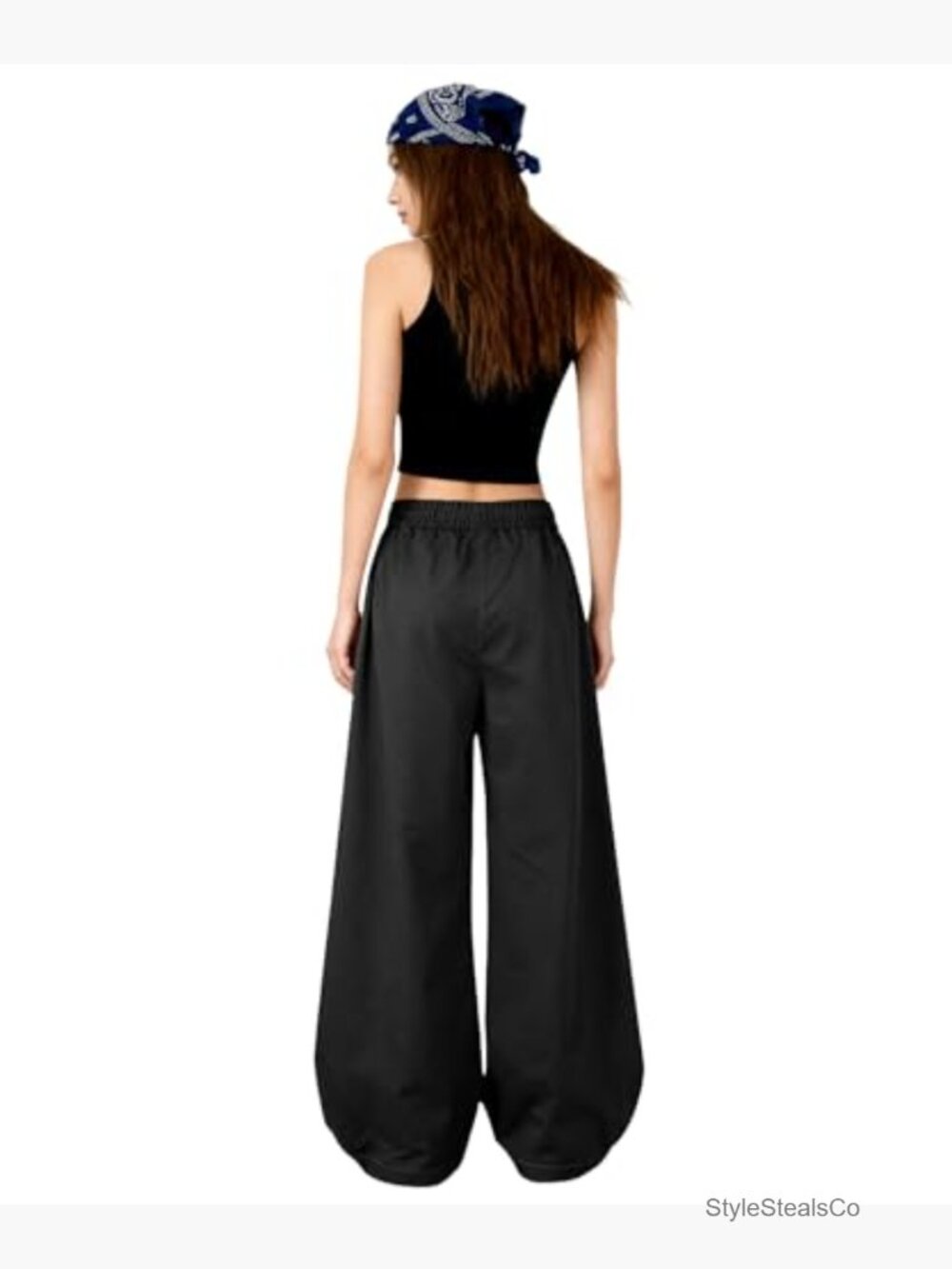 Wide Leg Parachute Pants Baggy Barrel Casual Trousers Y2K Streetwear - Picture 5 of 7